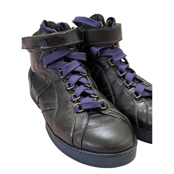 Louis Vuitton Sneakers Men’s 8 High Top Leather Brown Purple Authentic BA0097 8 - Picture 13 of 16